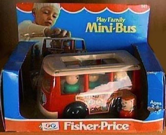 Jouet Fisher price ancien vintage little people school bus mini bus car